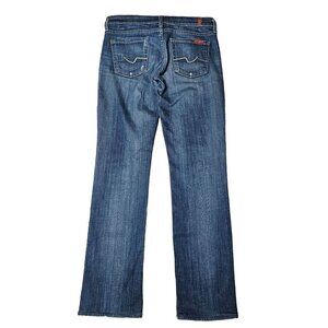 For All 7 Mankind Straight Leg Stretch Jeans Denim Distressed Mid-Washed Blue 26